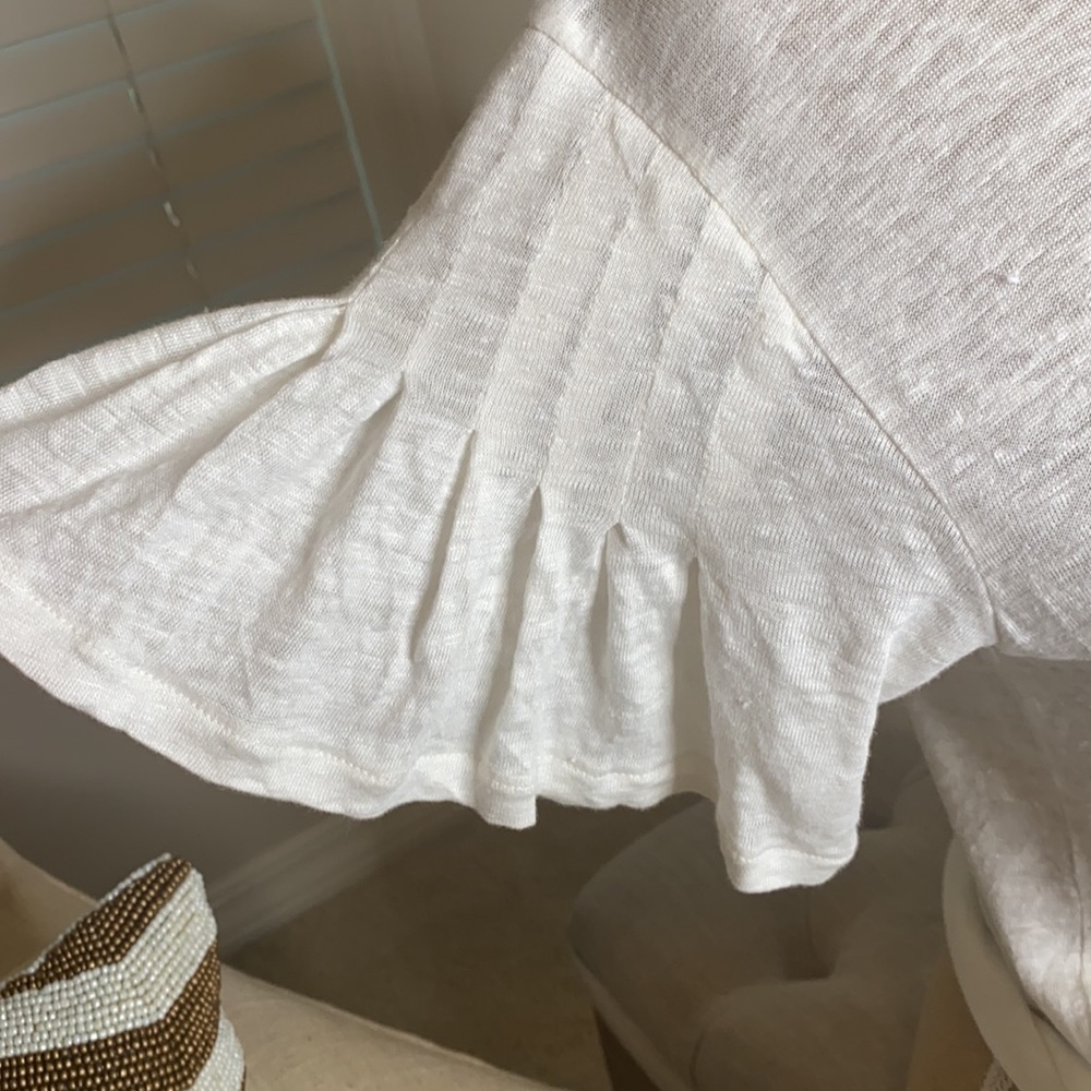 Jcrew Linen Tshirt With Flutter Sleeves - image 2
